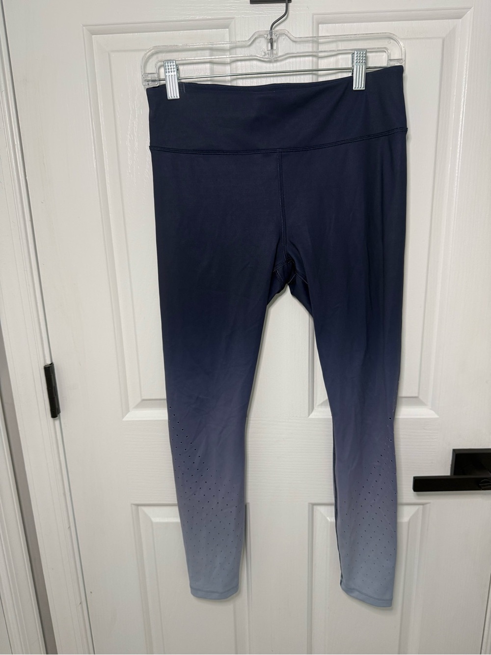 Athleta Ombre Navy to Light Blue Leggings with Perforated Calves